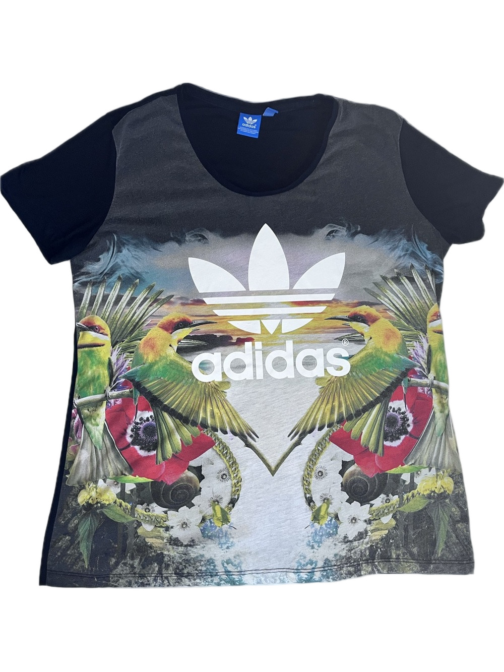 ADIDAS Originals Tropical Trefoil Bird Graphic T-shirt Womens Oversized Size XL
